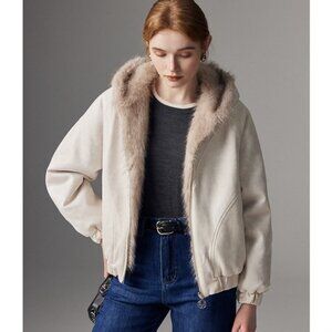 Hooded Vegan Mink Fur Reversible Coat